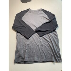 Under Armour HeatGear Men's Large 3/4 Sleeve Baseball Raglan Shirt Gray Black